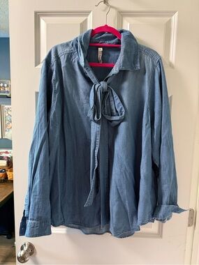 Torrid Denim Top with Hot Pink Trim